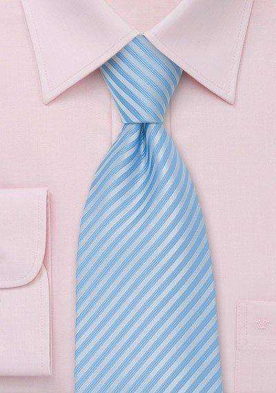 Powder Blue Narrow Striped Necktie - Men Suits