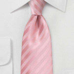 Peony Pink Narrow Striped Necktie - Men Suits