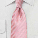 Peony Pink Narrow Striped Necktie - Men Suits