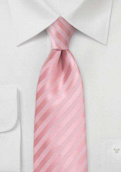 Peony Pink Narrow Striped Necktie - Men Suits