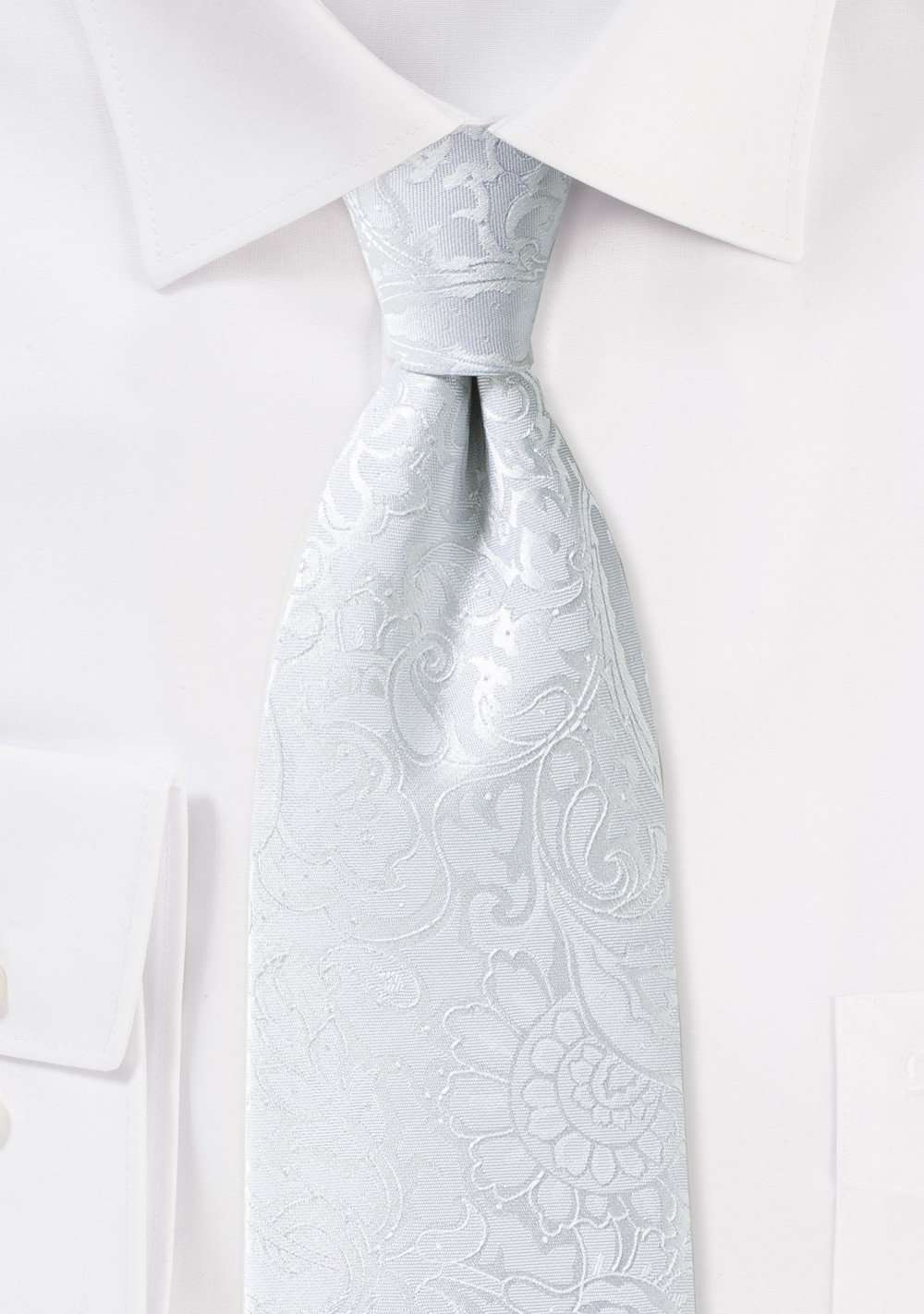 White Floral Paisley Necktie - Men Suits