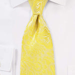 Frosted Citrus Floral Paisley Necktie - Men Suits