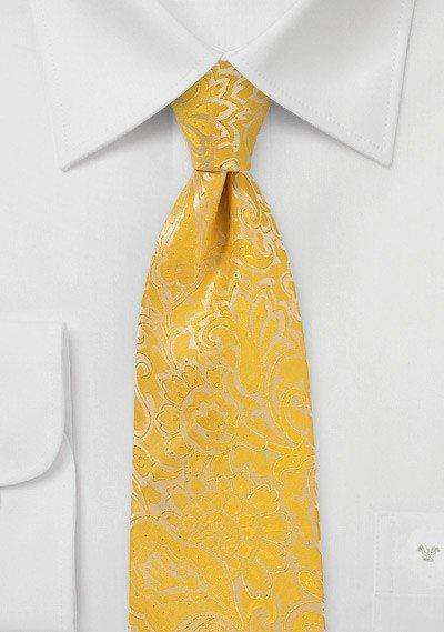 Lemon Floral Paisley Necktie - Men Suits