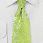 Lime Floral Paisley Necktie - Men Suits