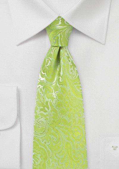 Lime Floral Paisley Necktie - Men Suits