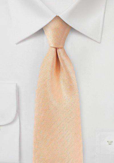 Peach Apricot Herringbone Necktie - Men Suits