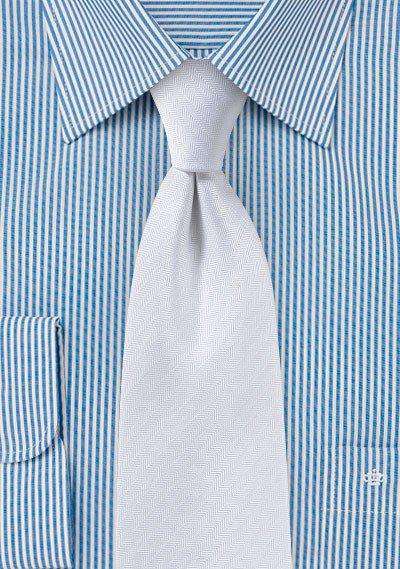 White Herringbone Necktie - Men Suits