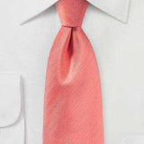 Neon Coral Herringbone Necktie - Men Suits