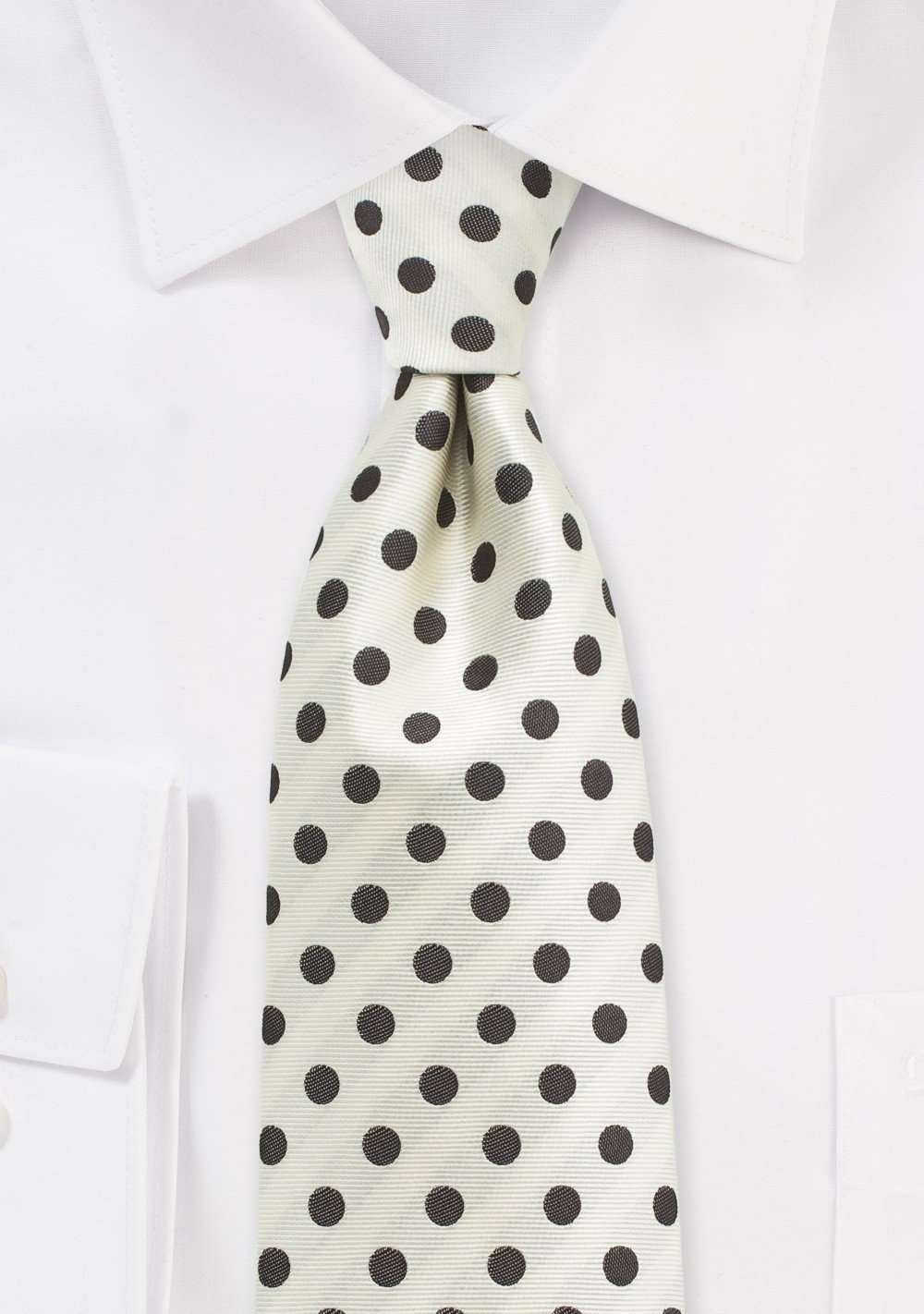 Ivory and Brown Polka Dot Necktie - Men Suits