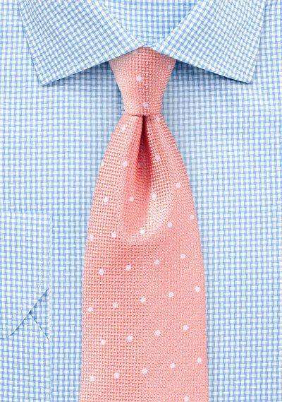 Fusion Coral Polka Dot Necktie - Men Suits