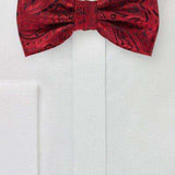 Ruby Red Proper Paisley Bowtie - Men Suits