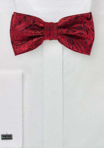 Ruby Red Proper Paisley Bowtie - Men Suits