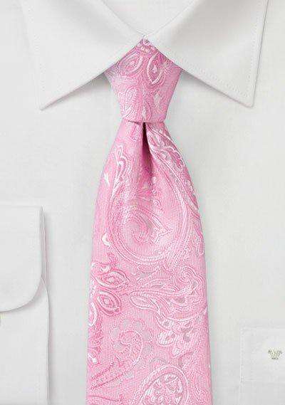 Carnation Pink Proper Paisley Necktie - Men Suits