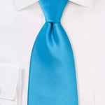 Cyan Solid Necktie - Men Suits