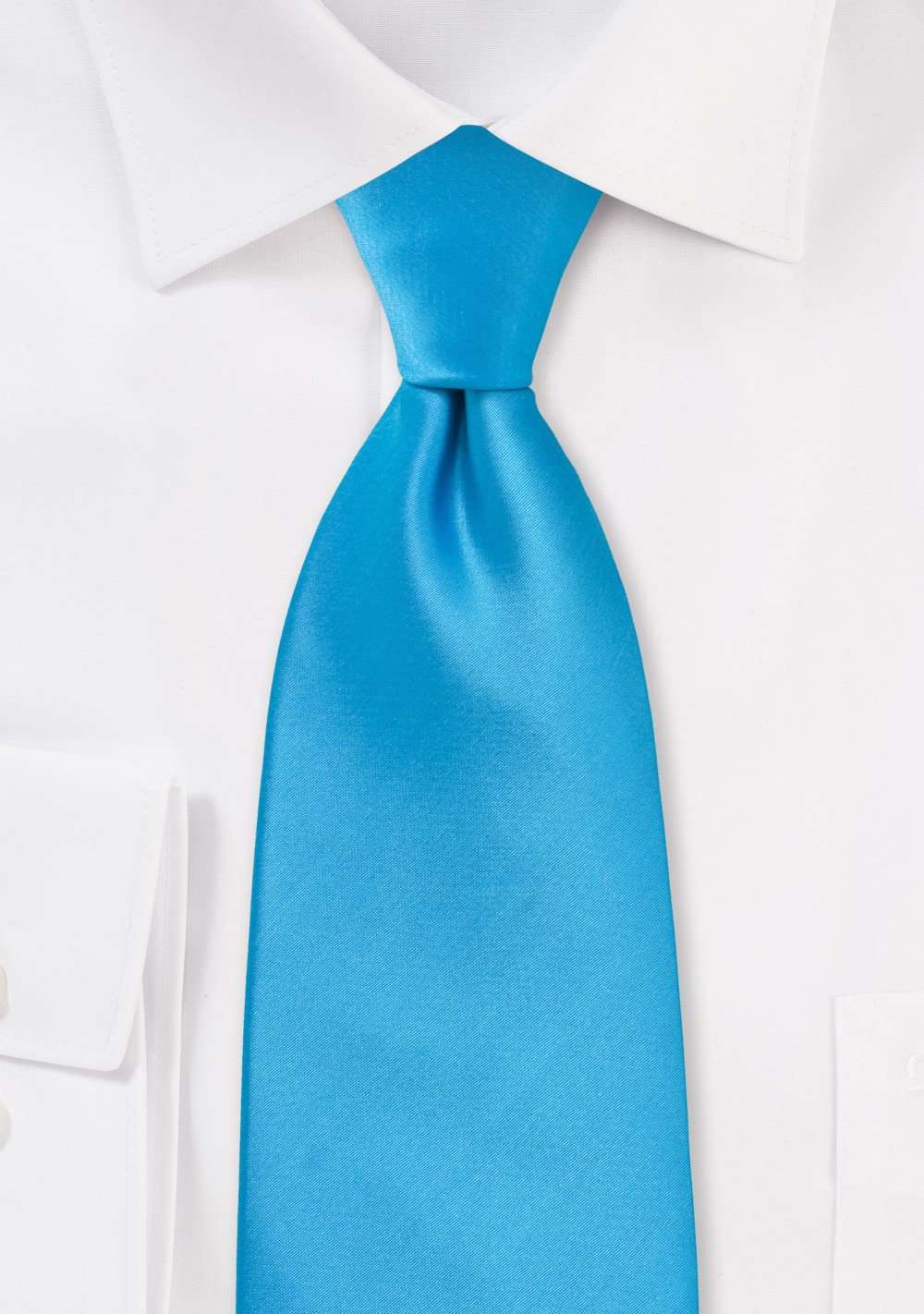 Cyan Solid Necktie - Men Suits