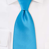 Cyan Solid Necktie - Men Suits