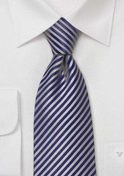 Midnight Blue Narrow Striped Necktie - Men Suits