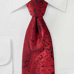 Ruby Red Proper Paisley Necktie - Men Suits