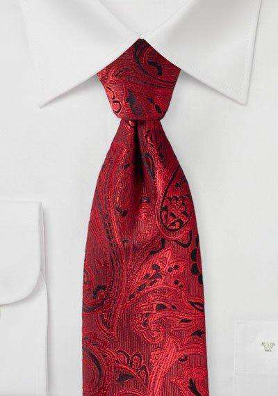 Ruby Red Proper Paisley Necktie - Men Suits