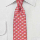 Coral Red Pin Dot Necktie - Men Suits