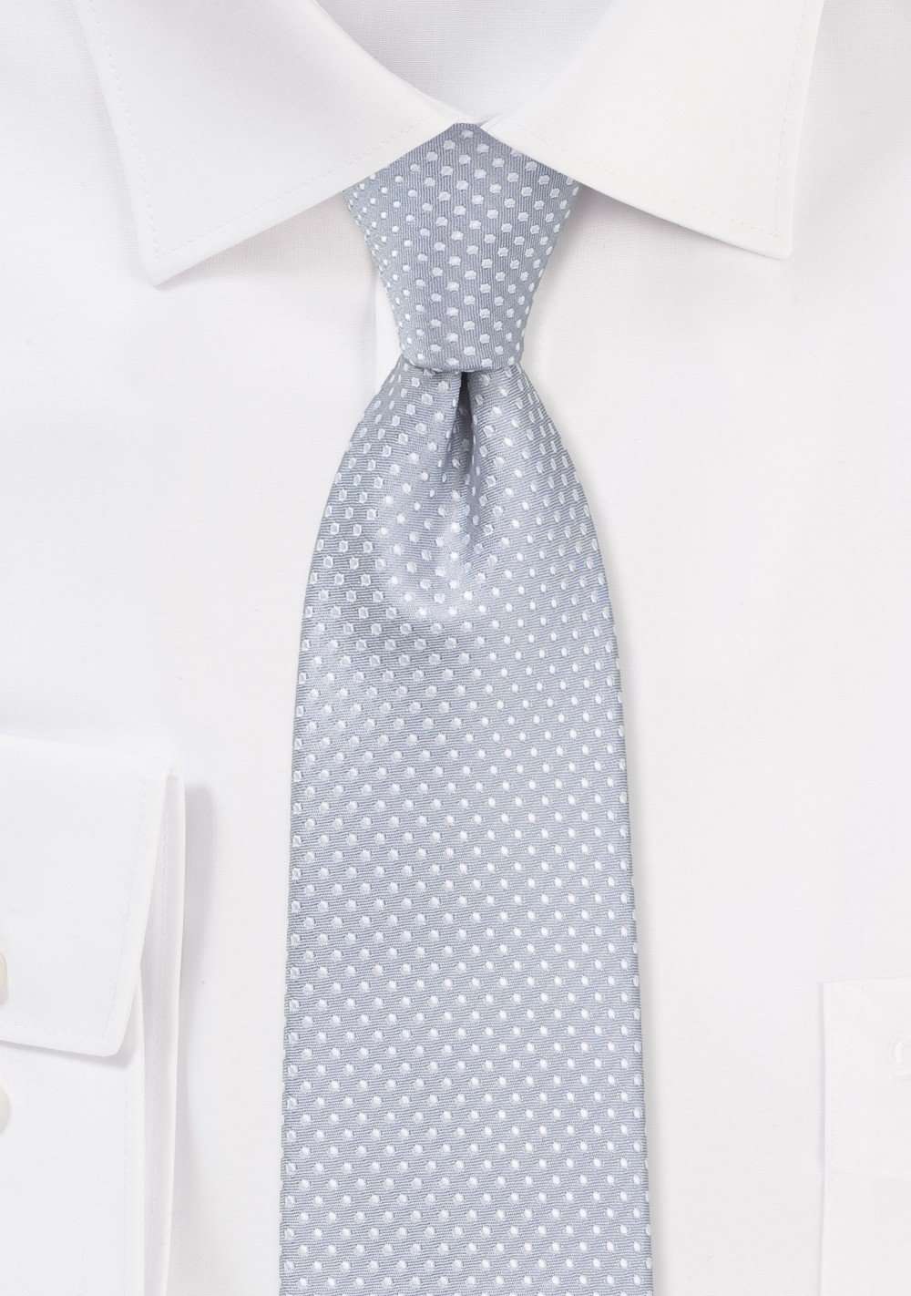 Soft Gray Pin Dot Necktie - Men Suits
