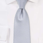 Soft Gray Pin Dot Necktie - Men Suits