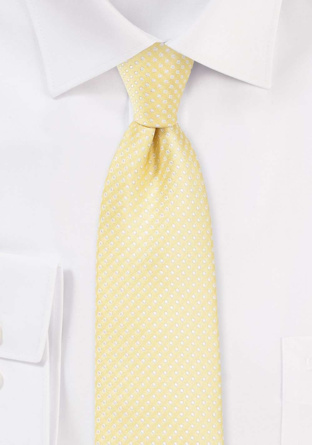 Soft Yellow Pin Dot Necktie - Men Suits