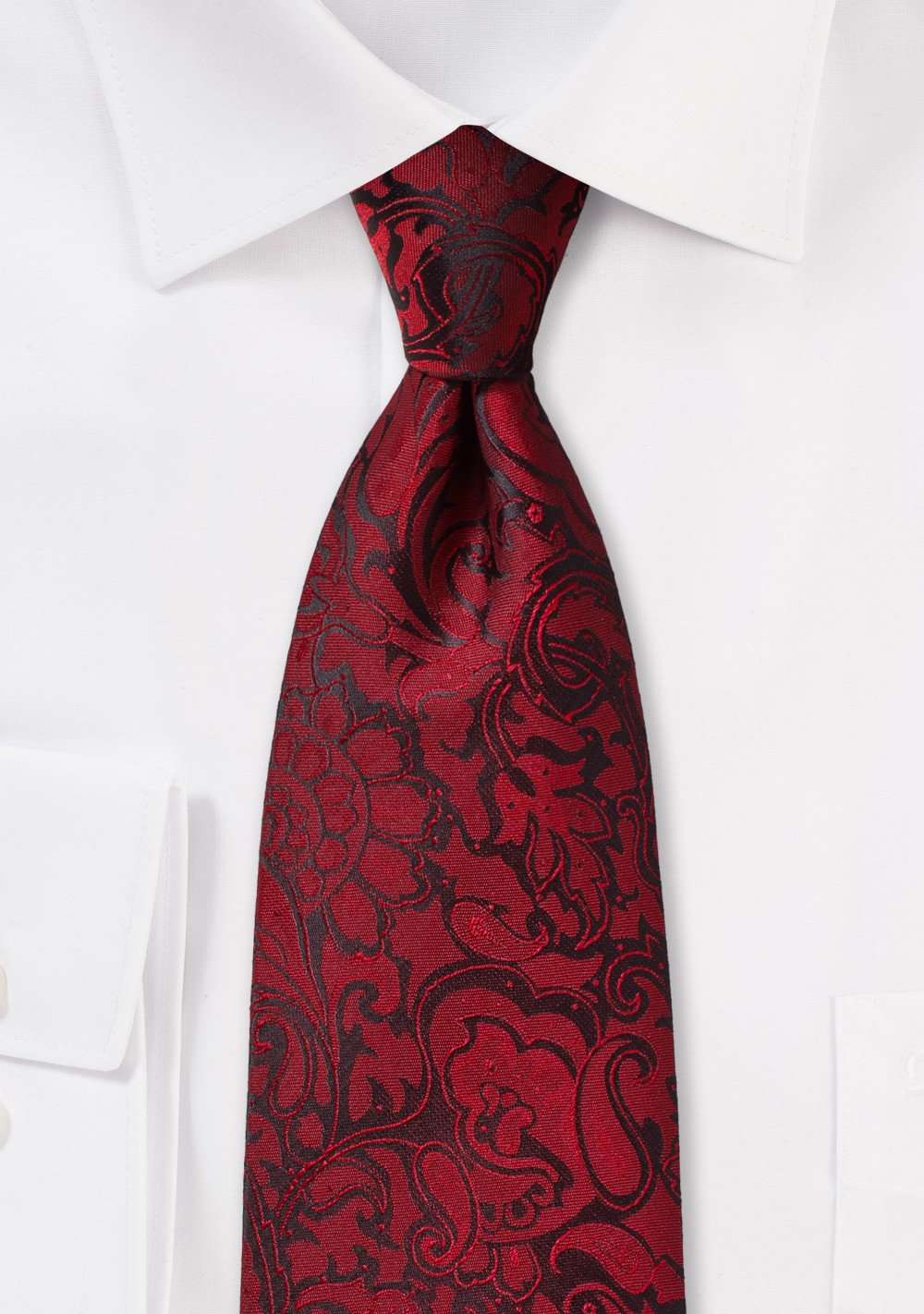 Bordeaux Floral Paisley Necktie - Men Suits