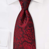 Bordeaux Floral Paisley Necktie - Men Suits