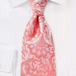 Coral Floral Paisley Necktie - Men Suits