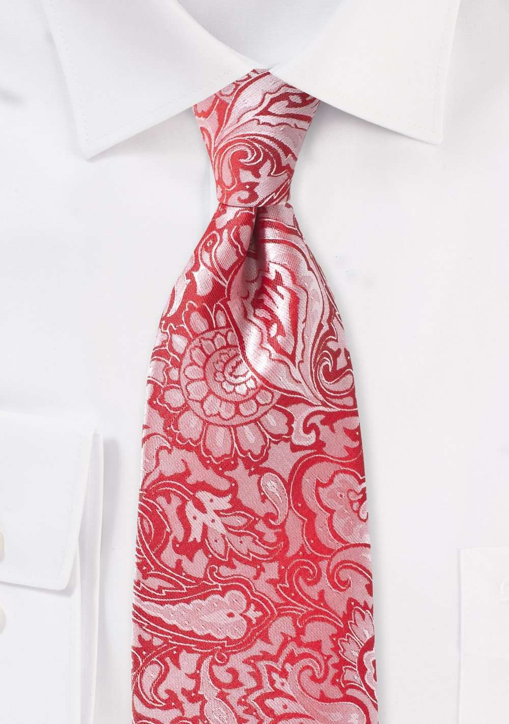 Vivid Poppy Floral Paisley Necktie - Men Suits