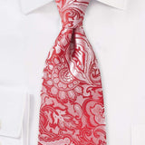 Vivid Poppy Floral Paisley Necktie - Men Suits