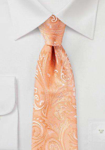 Peach Hued Summer Proper Paisley Necktie - Men Suits