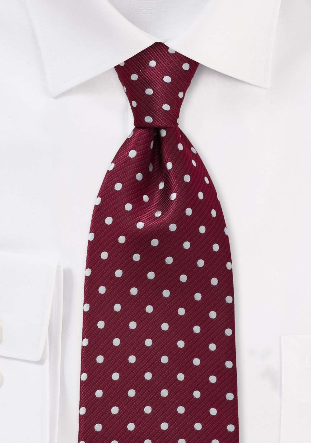 Burgundy and White Polka Dot Necktie - Men Suits