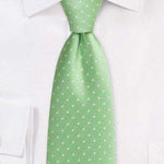 Soft Green Polka Dot Necktie - Men Suits