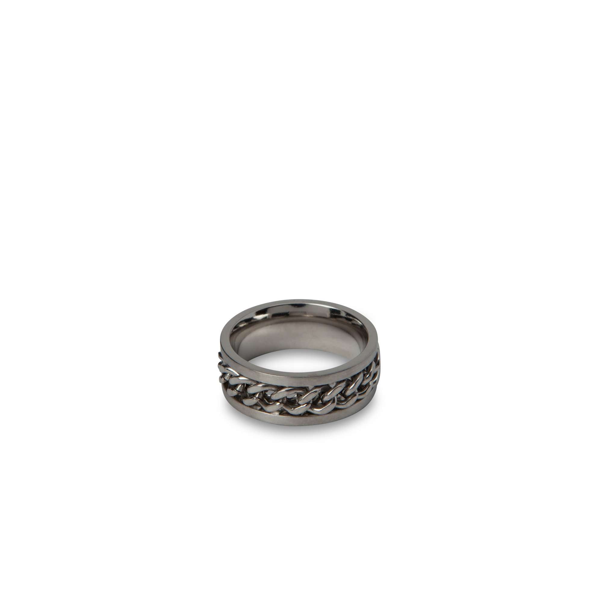 Braided Silver Chain Ring - Men Suits