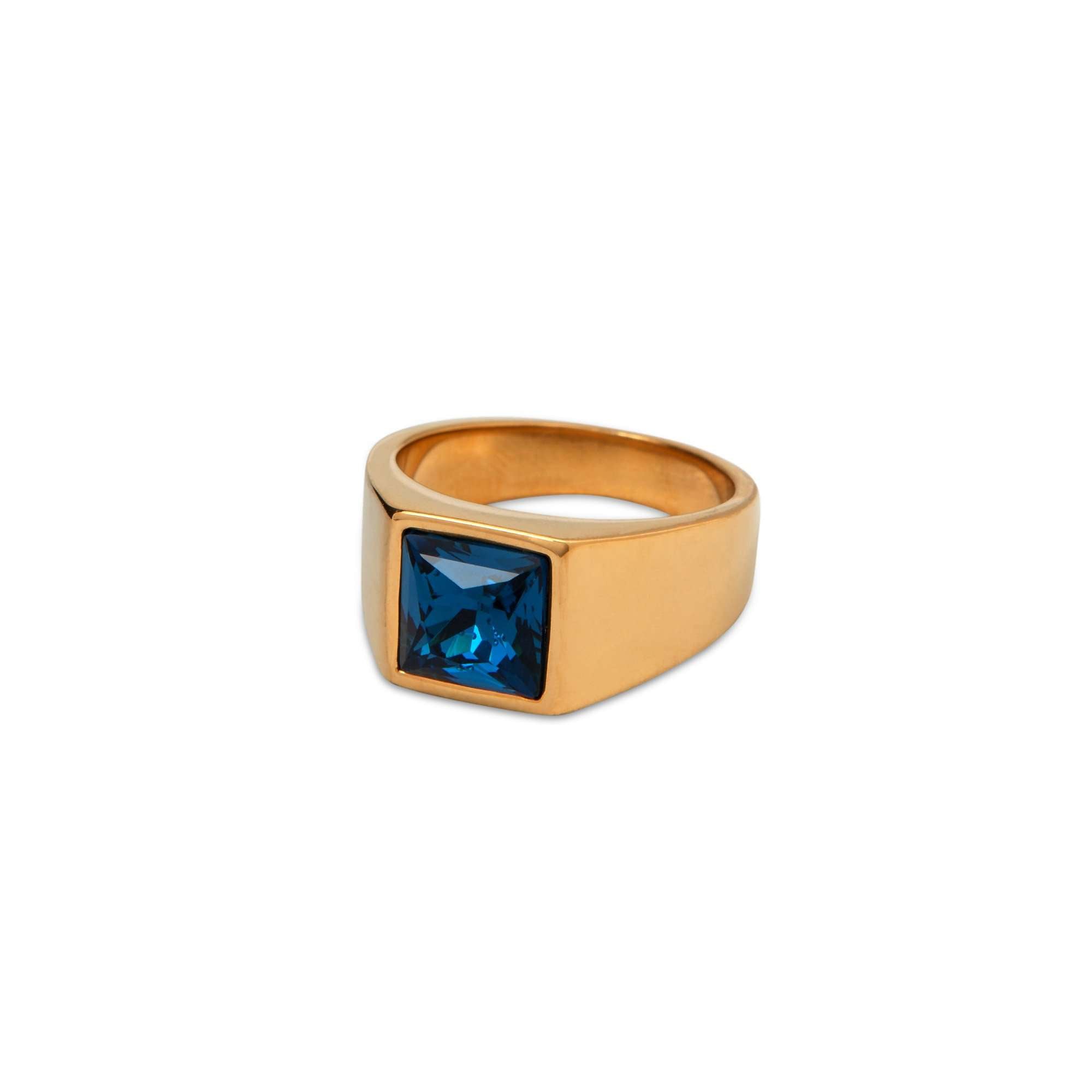 Embedded Crystal Gold Ring - Men Suits