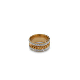 DIamond Bezzled Braided Gold Chain Ring - Men Suits