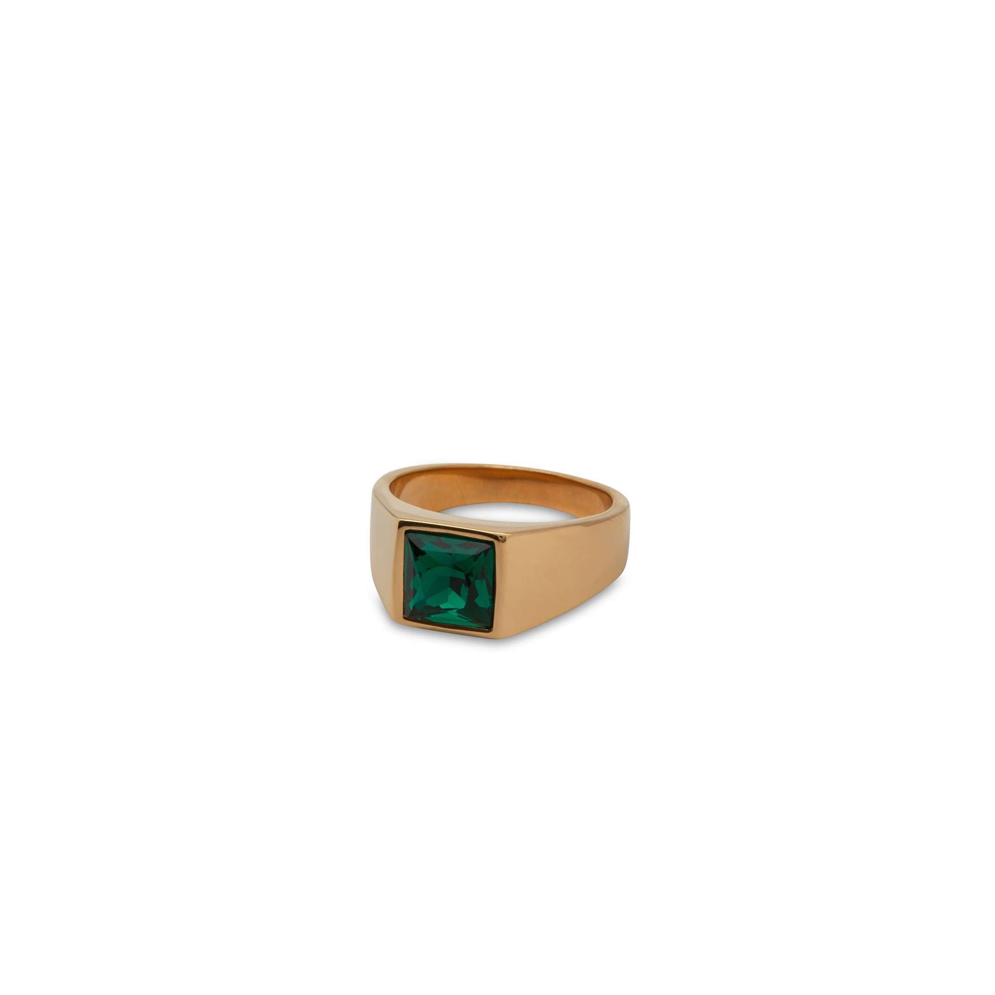 Embedded Crystal Gold Ring - Men Suits