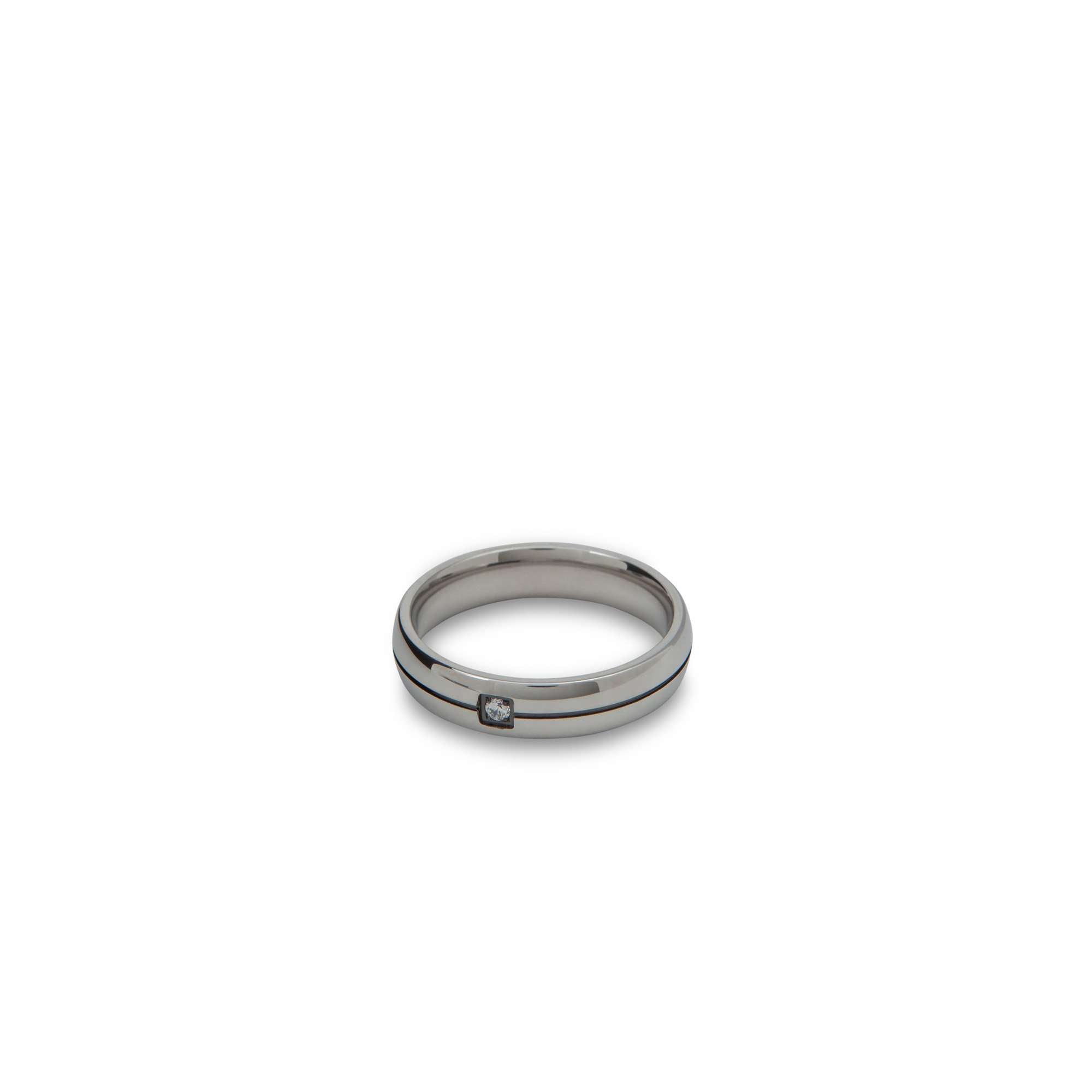 Silver Band with Embedded Diamond Ring - Men Suits