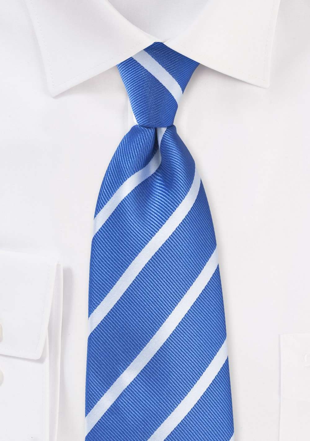 Riveria Blue and White Narrow Striped Necktie - Men Suits