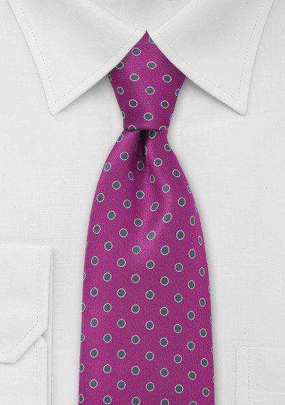 Hot Pink and Silver Polka Dot Necktie - Men Suits
