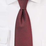 Burgundy Pin Dot Necktie - Men Suits