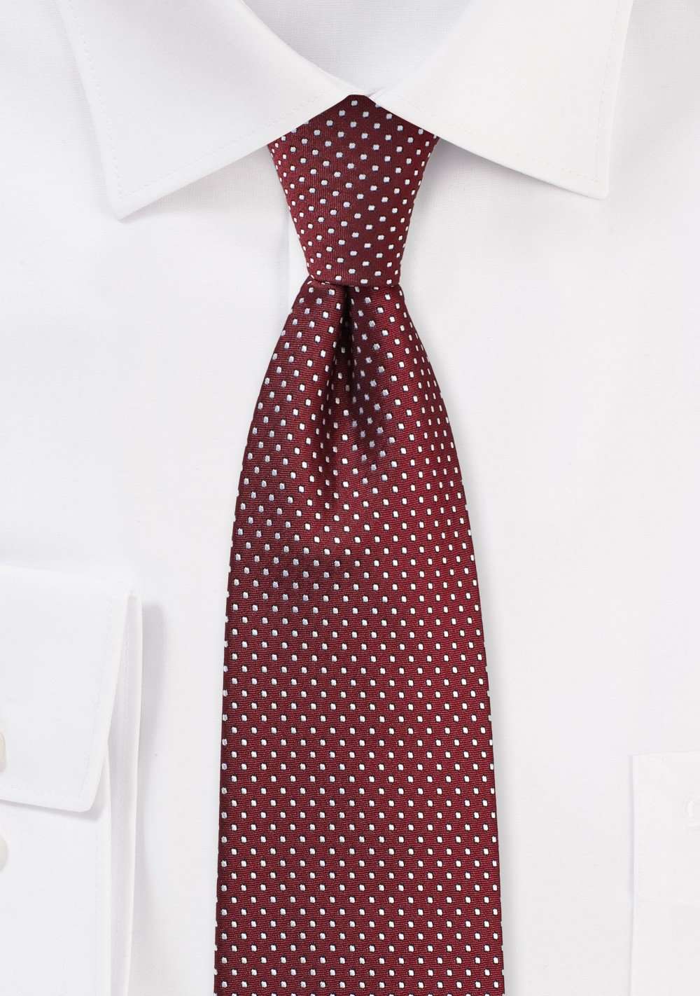 Burgundy Pin Dot Necktie - Men Suits
