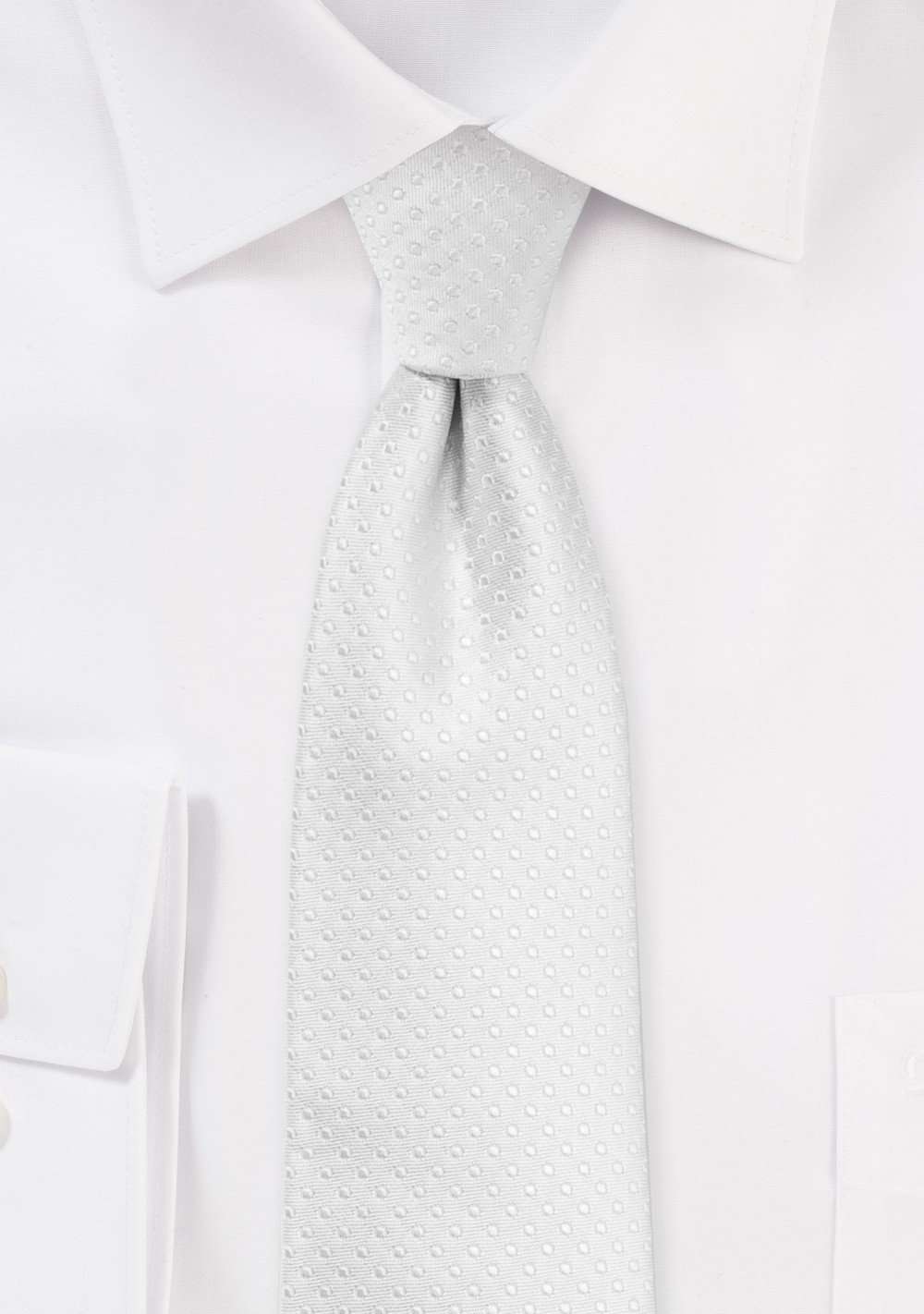 White Pin Dot Necktie - Men Suits