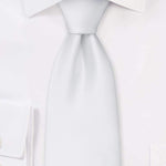 White Solid Necktie - Men Suits