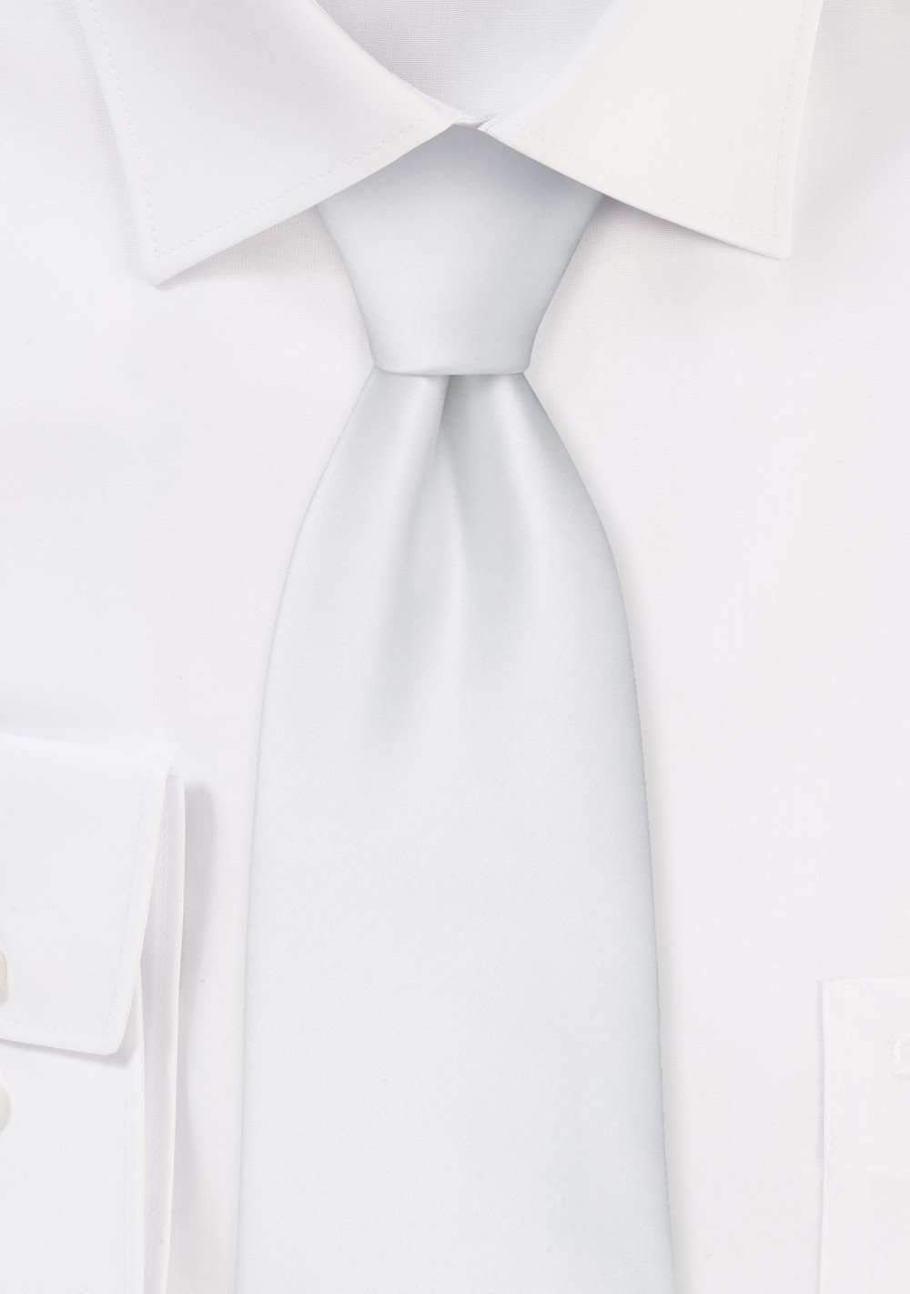 White Solid Necktie - Men Suits