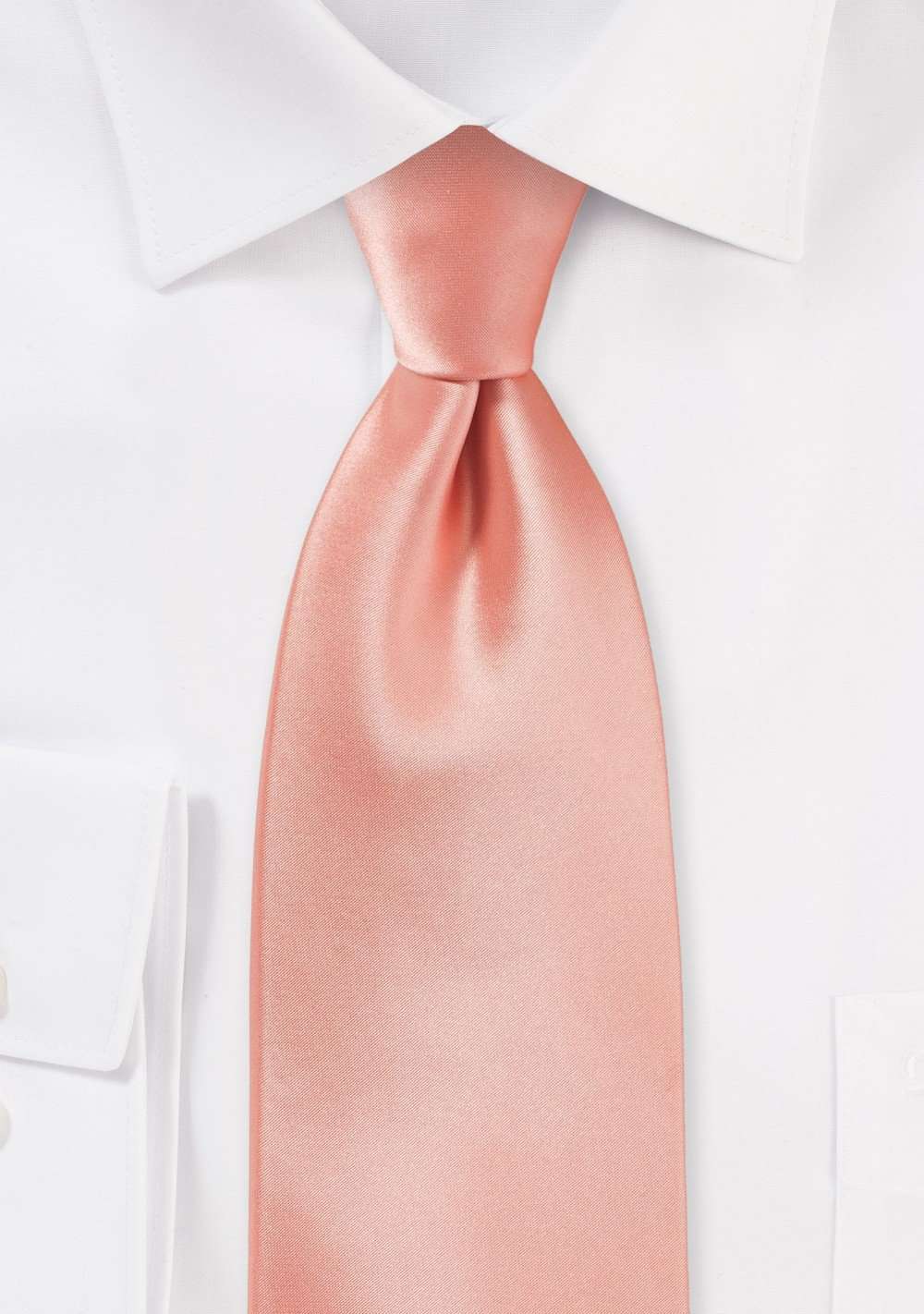 Tropical Peach Solid Necktie - Men Suits