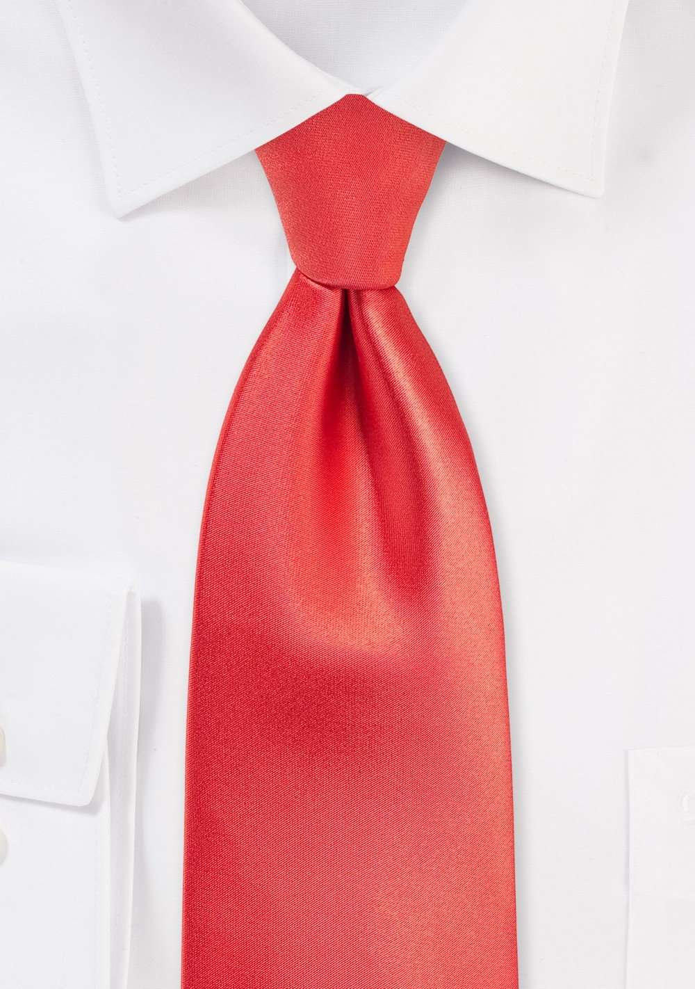 Neon Coral Solid Necktie - Men Suits