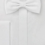 White Solid Bowtie - Men Suits